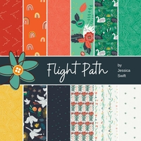 Lot patchwork "layer cake" de 42 carrés de 10 pouces de côté (env. 25 cm) - thème Flight Path