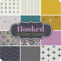 Lot patchwork "layer cake" de 42 carrés de 10 pouces de côté (env. 25 cm) - thème Hooked