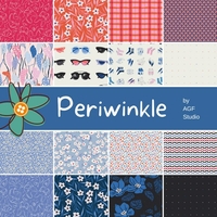 Lot patchwork "layer cake" de 42 carrés de 10 pouces de côté (env. 25 cm) - thème Periwinkle