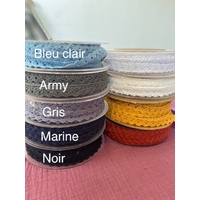 Ruban dentelle coton coloris marine x 10 cm