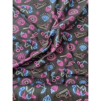 Jersey néon fond marine foncé 20 x 145 cm