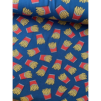 Jersey Cornets de frites fond denim 20 x 145 cm