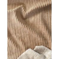 Velours double-face côtelé doublé fausse fourrure coloris sable 20 x 145 cm