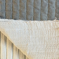 COUPON de Tissu matelassé double-face coton rayé noir / double gaze coloris lin 1m10 x 128 cm