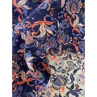 Jacquard épais Antoinette bleu et corail 20 x 145 cm
