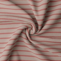Jersey rayé marinière galet / paprika 20 x 150 cm