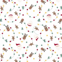 Tissu Guirlande de Noël fond blanc cassé 20 x 140 cm