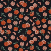 Popeline abricots fond marine 20 x 150 cm