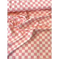 COUPON de Sweat léger petit damier rose et crème 1m30 x 145 cm