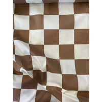 Gabardine stretch grand damier crème et brun 20 x 145 cm