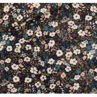 Sweat léger "French Terry" imprimé Flower Harvest Noir 20 x 150 cm