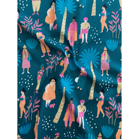 COUPON de Nerida Hansen Voile de coton Millenial Summer coloris Pétrole - 80 x 145 cm