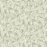 Tissu Foxwood Wildflower Green on Cream 20 x 110 cm