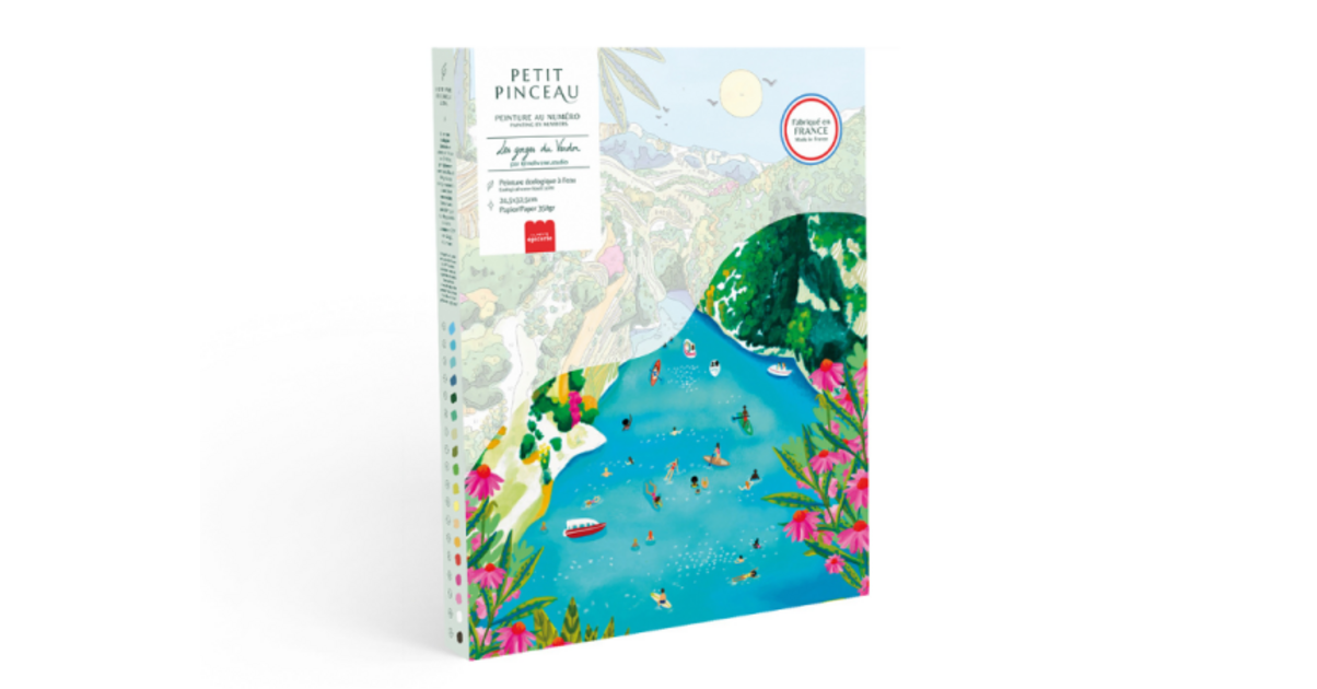 Kit Peinture Par Numéros – Les Gorges Du Verdon – 24,5 X 32,5 Cm – 2 Pinceaux – Peinture à L'eau