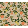 Tissu lin/coton Primavera oranges et citrons fond clair 20 x 110 cm