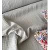 Tissu double gaze de coton UNIE coloris vert de gris 20 x 135 cm