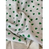 Molleton à paillettes gris clair et argent imprimé coeur-coeur vert 20 x 140 cm