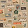 Tissu lin/coton Rifle Paper Bon Voyage Timbres Postage Stamps fond naturel 20 x 110 cm
