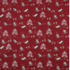 Tissu de Noël pingouins fond rouge  20 x 140 cm