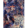 Jacquard épais Antoinette bleu et corail 20 x 145 cm