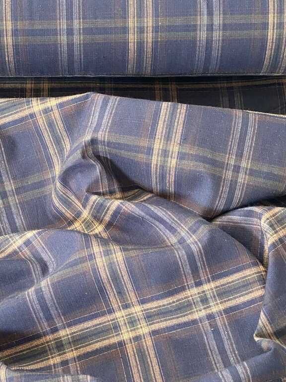 Velours milleraies tartan double face marine 20 x 145 cm