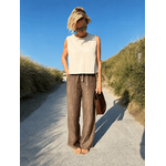 top-simone-en-gabardine-ecru-et-bobo-en-chambray-lin-marron