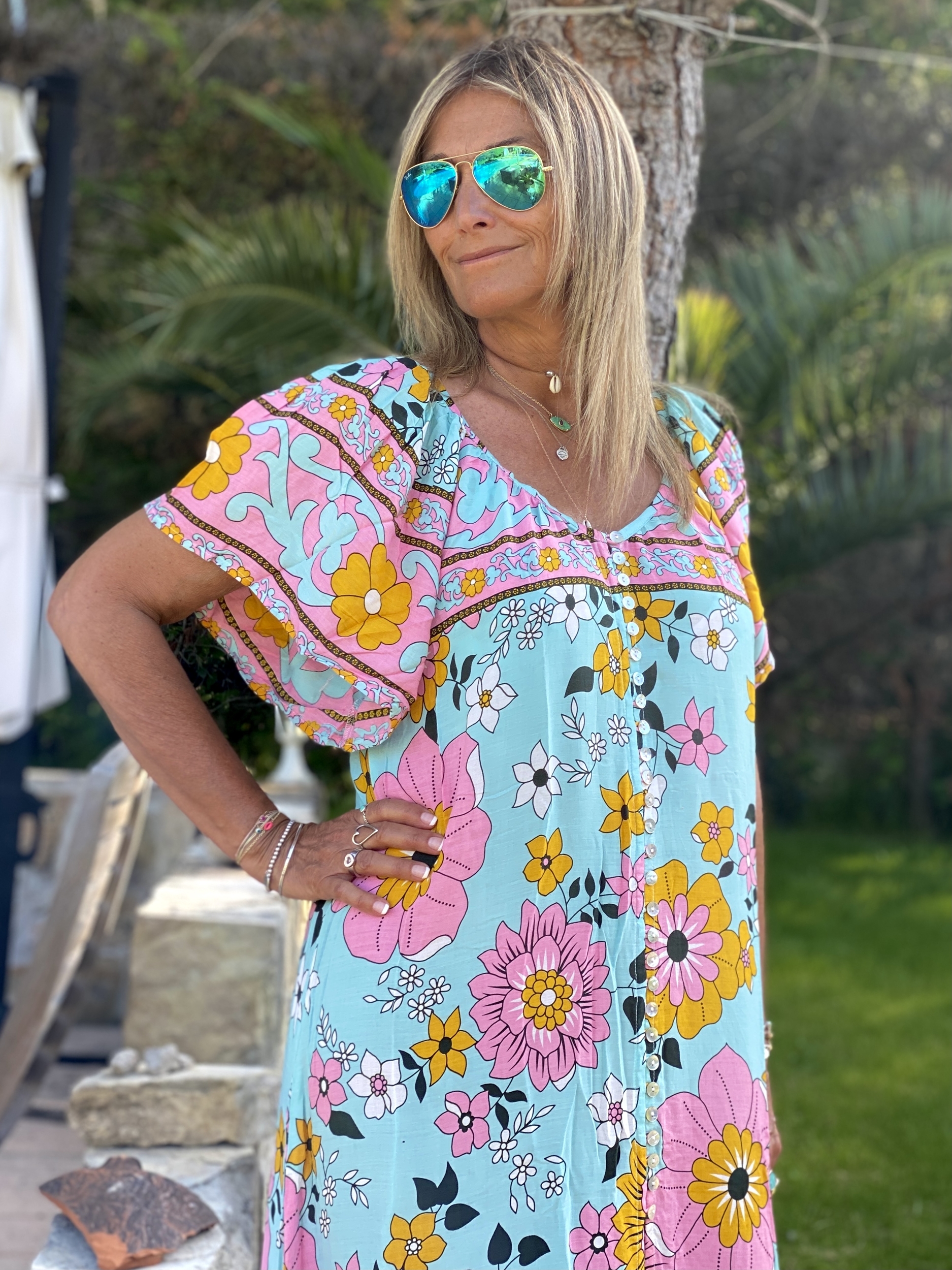 Robe Maxi Dress Flower Blue Sand Coachella 3