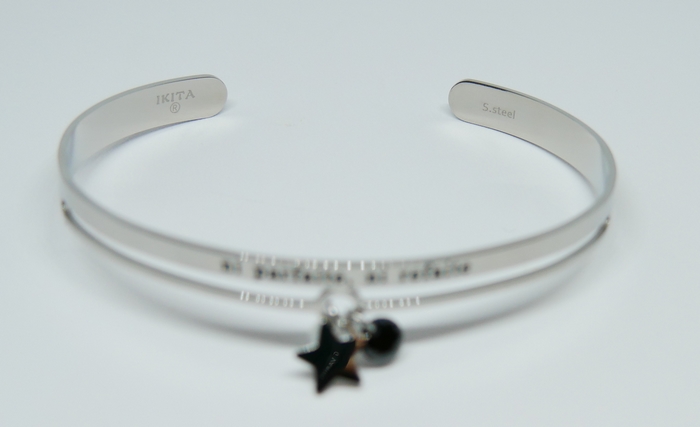 Bracelet jonc message - NI PARFAITE, NI REFAITE - Acier Inoxydable - bracelet avec pendentif étoile - Finition Argent – Ajustable – Ikita Paris