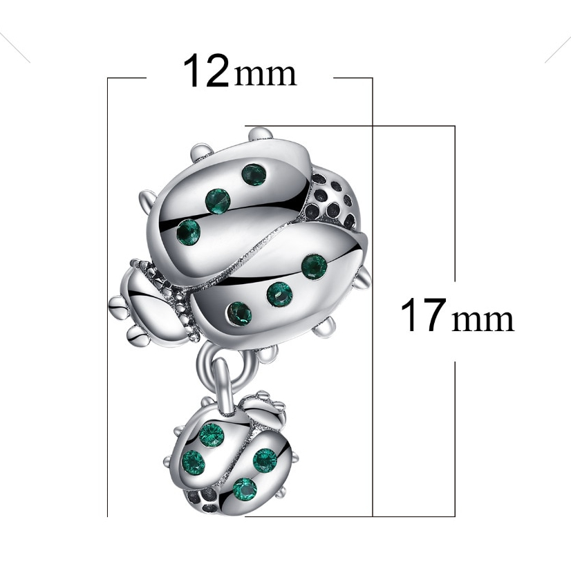Charm pendentif LES COCCINELLES - Argent S925 - Zircon Cubique - Rose - Pour Pandora - maman et son bébé coccinelle charm pendentif vert emeraude