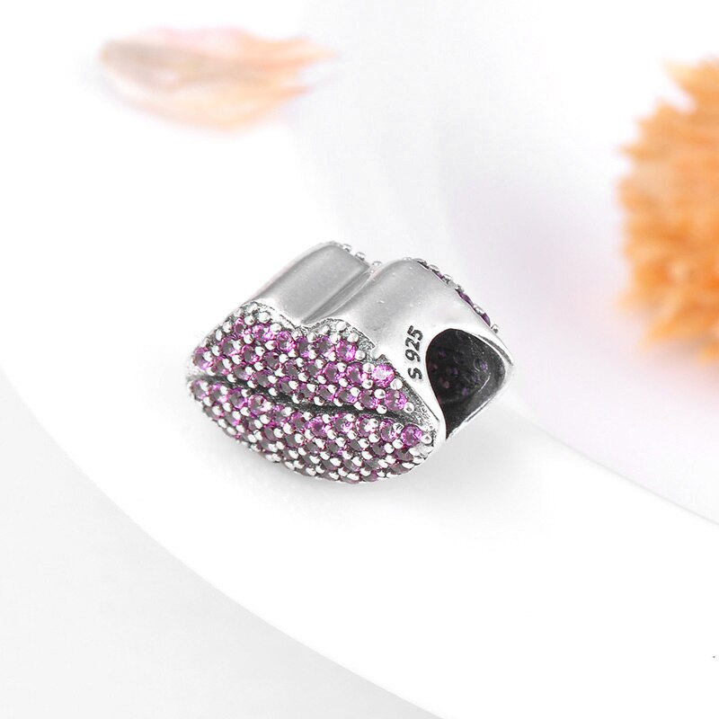Charm BOUCHE - pandora baiser - Argent S925 et Zircons cubiques - Perle pour bracelet
