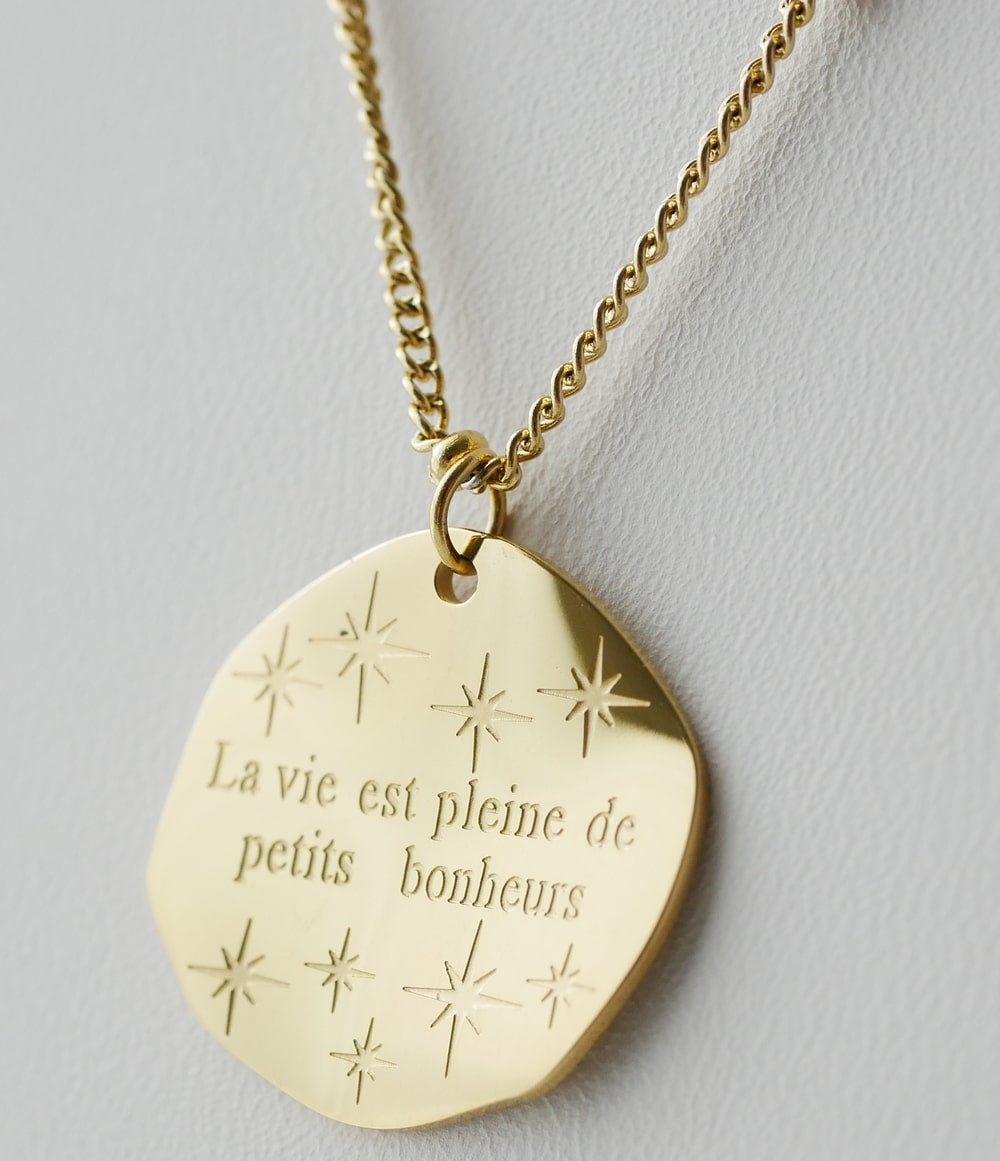 Collier Message - LA VIE EST PLEINE DE PETITS BONHEURS - Acier Inoxydable - 45 + 5 cm - collier Ikita Paris