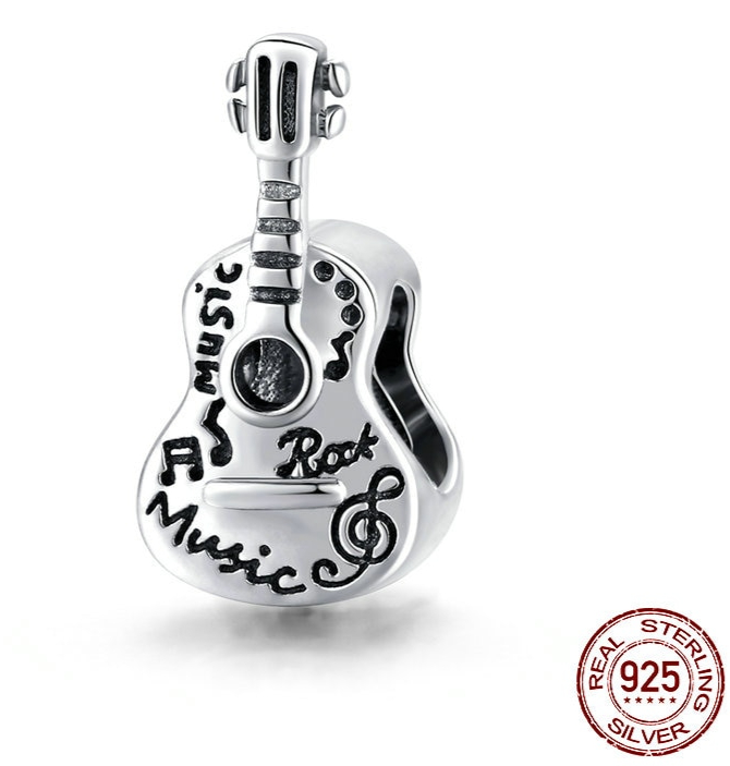 Charm GUITARE - pendentif guitare - Argent 925 - Pour Bracelet & Collier