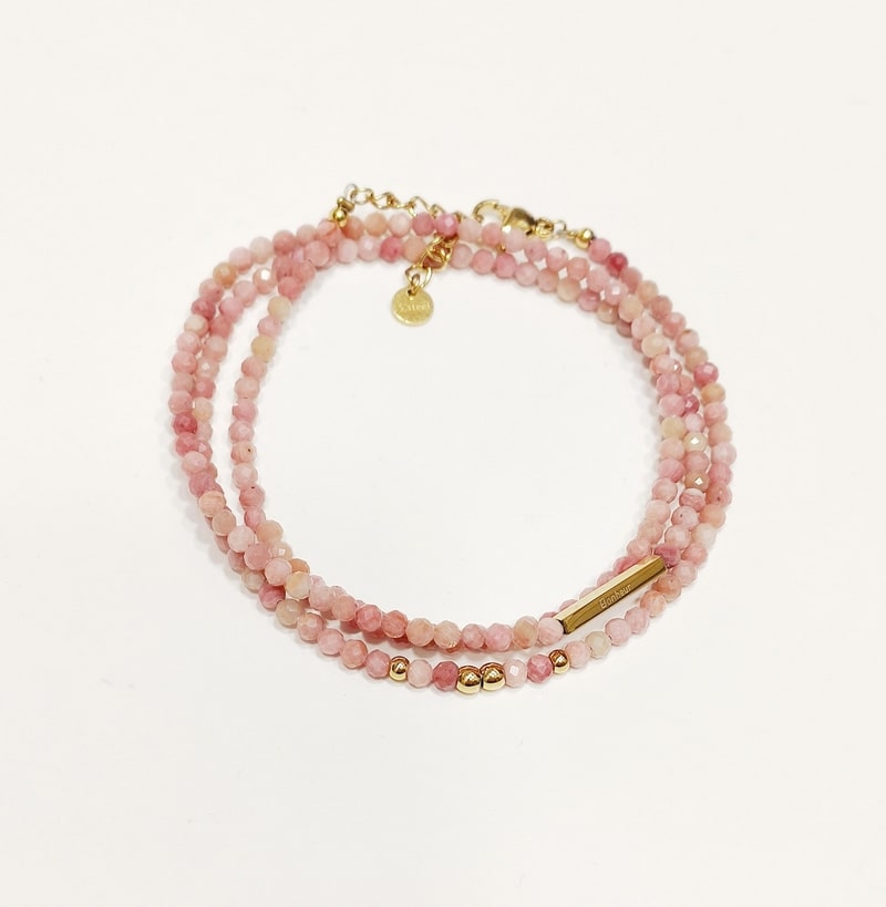 bracelet multirangs chance amour - acier inoxydable - ikita paris - rose-min (1)