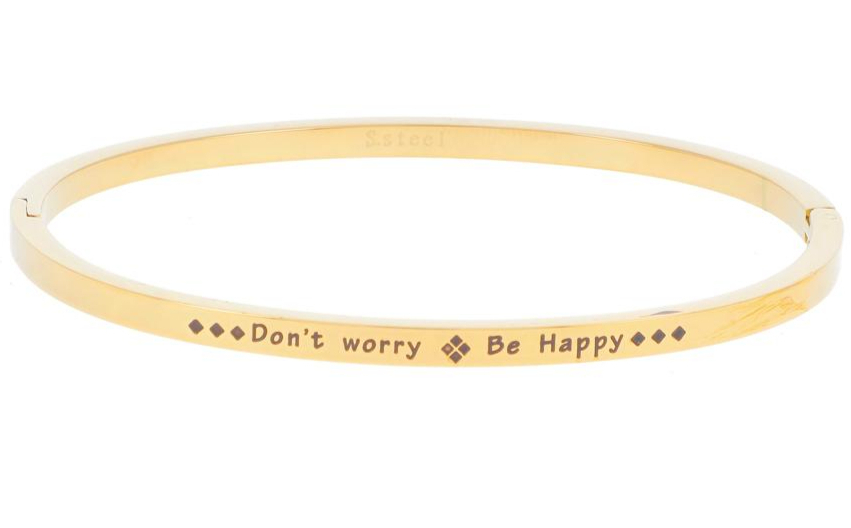 Bracelet jonc message - DON\'T WORRY BE HAPPY - Acier Inoxydable - Ikita Paris