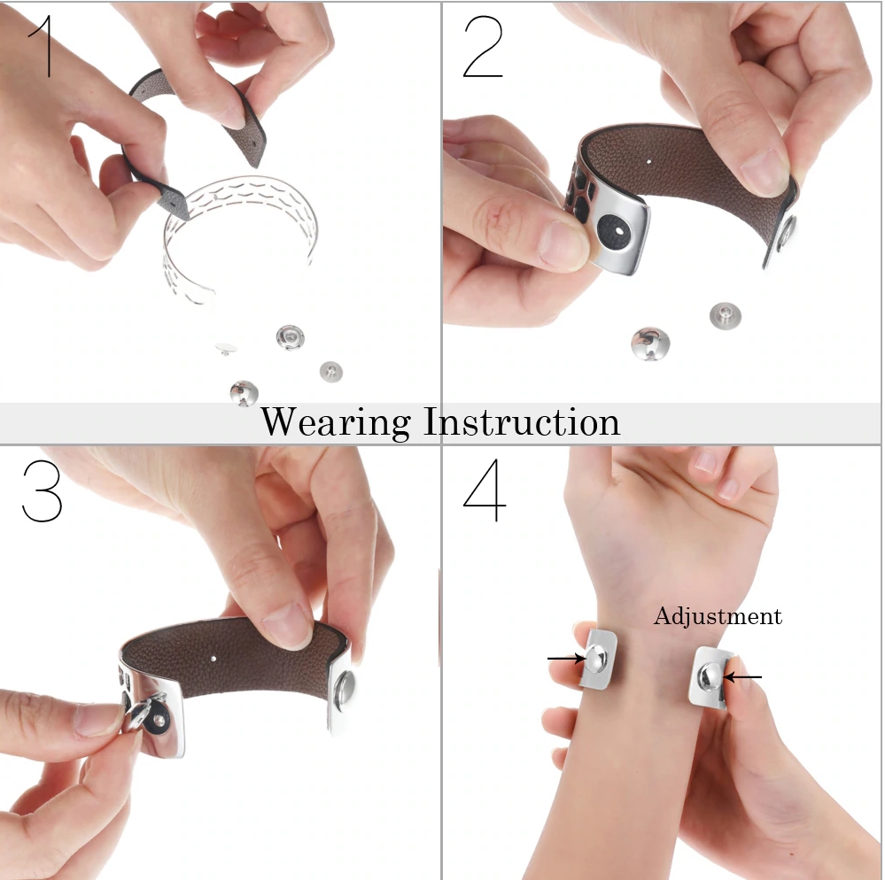 comment fixer les cuirs reversibles des bracelets manchettes interchangeables en inox