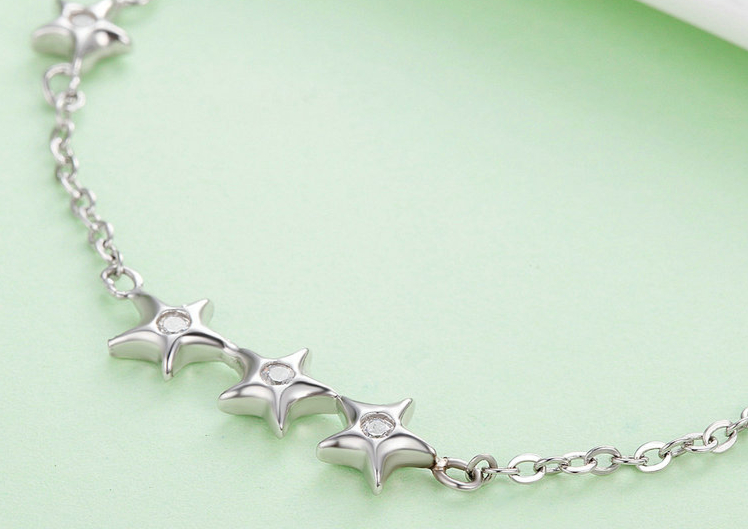 bracelet coulissant - moonstars - motif etoile - argent 925 - bijou argent femme - fin minimaliste - bracelet fantaisie etoile