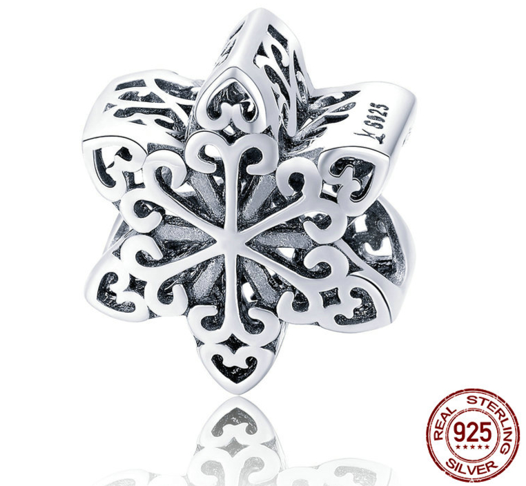 Charm FLOCON DE NEIGE - Argent 925 pour bracelet pandora - pendentif 100% argent sterling cadeau noel pandora - pendentif flocon de neige