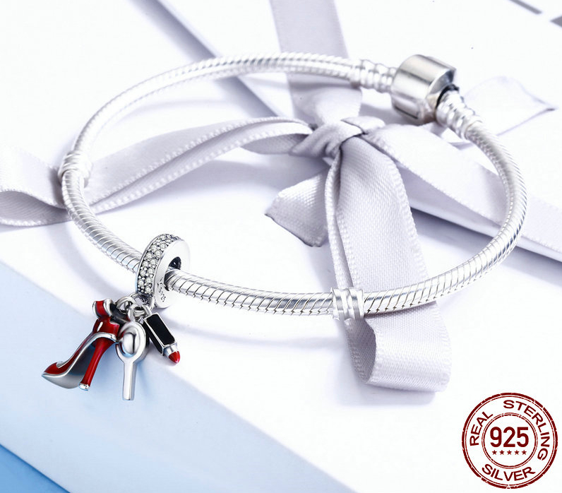 Charm/Pendentif KIT FÉMINITÉ - Argent S925 - Zircon Cubique - Style Pandora - Rouge - pour bracelet pandora feminin