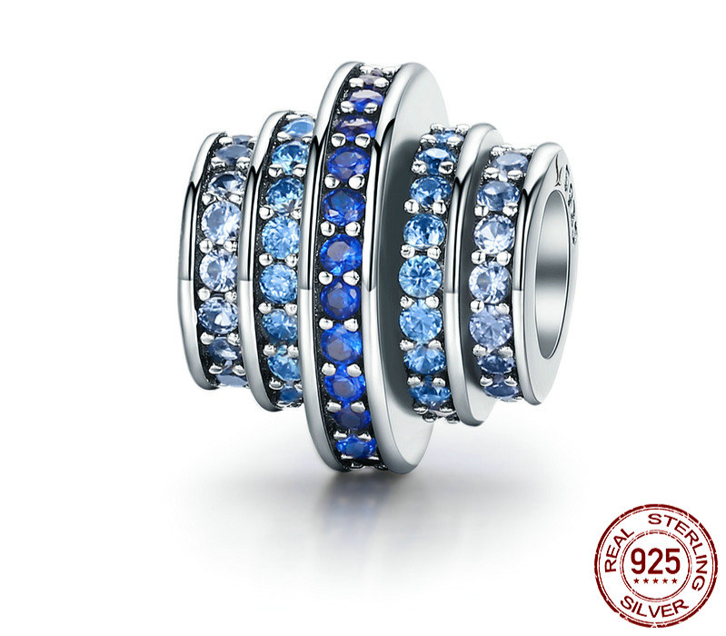 Charm SYMPHONIE CELESTE_Argent S925_Zircon Cubique_Bleu_Pour bracelet Pandora perle bleu azur camaieu cristal bleu pendentil bijou femme sublime