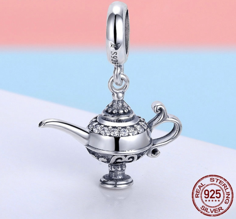 Charm/Pendentif LAMPE MAGIQUE ALADIN - Argent S925 & Zircon Cubique - pour Pandora - perle disney pour bracelet