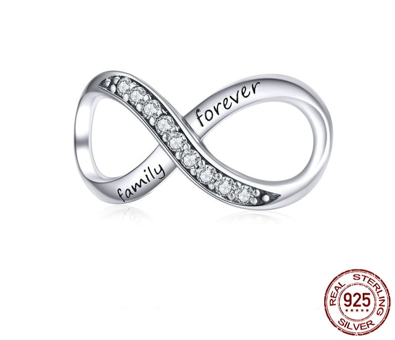 925 Sterling Silver Charm Collier Infinity Amour Avec Zircone Cubique élégant femme bijoux