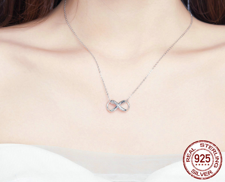Pendentif INFINI - Argent S925 - Zircon Cubique - bijou symbole infini pour femme en argent