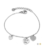 Bracelet minimaliste gravé 3 cœurs - LA VIE EST BELLE - Finition Or ou Argent - Ajustable - 15 cm + 3 cm - Fin - Ikita Paris