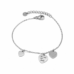 Bracelet minimaliste gravé 3 cœurs - LA VIE EST BELLE - Finition Argent - Ajustable - 15 cm + 3 cm - Fin - Ikita Paris