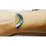Bracelet bohème - ÉVENTAIL SOLEIL - Acier Inoxydable Or - Gris -  ajustable - Fin - 15 cm + 3 cm - Ikita Paris