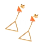 B.O à puce, 2 triangles avec chaîne dorée et émail orange-min