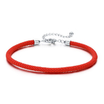 Bracelet pour charms - Cordon Rouge - Argent 925 - 16 + 4 cm - Rouge