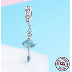 Charm Pendentif - DANSEUSE ETOILE - Argent 925 Zircon & Email - Pour bracelet et collier - Bleu