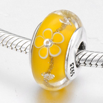 Perles-en-verre-de-Murano-jaune-clair-en-argent-Sterling-925-100-v-ritable-adapt-es