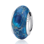 Charm PIERRE BLEUE - argent et pierre naturelle - perle pour bracelet